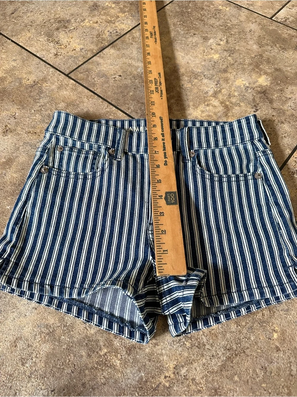 American Eagle Outfitters Striped Navy and White Denim Shorts